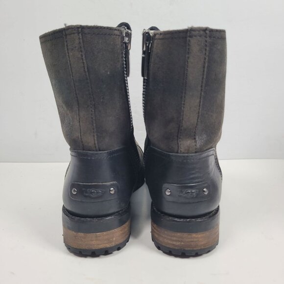 Ugg Kilmer II Women's Black Leather Combat Side Zip Boots S/N1095131 US Size 7.5 - Picture 5 of 12